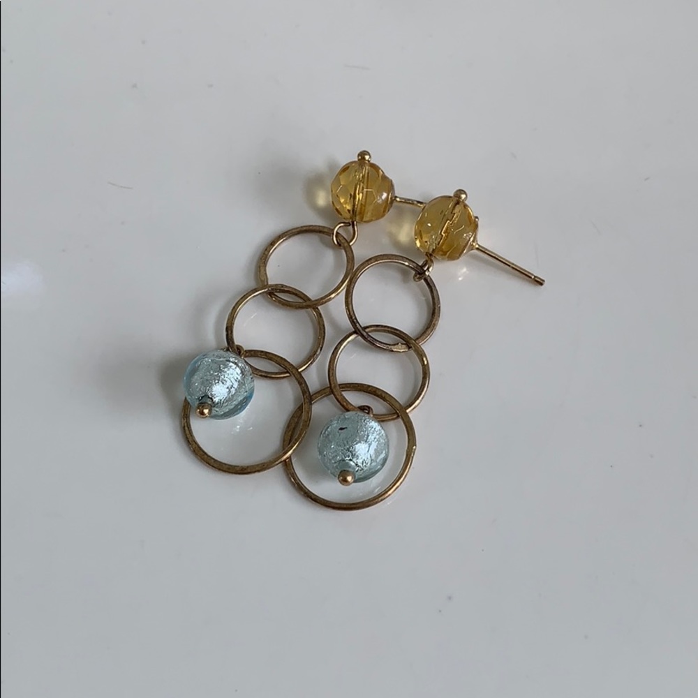 Interlocking circle beaded drop earrings